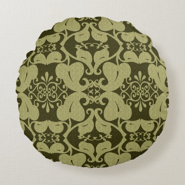 Coussins Ronds Olive vert orné Olive (Devant)