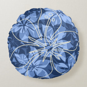 Coussins Ronds Olowalu Hibiscus Camo Hawaïen réversible