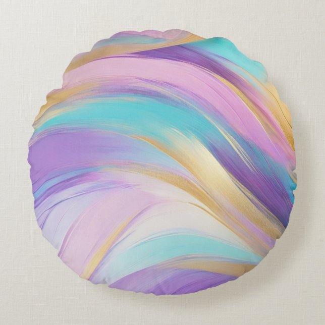 Coussins Ronds Or Abstrait rose Lilac Turquoise (Devant)