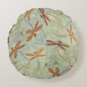Coussins Ronds Or de danse de libellule