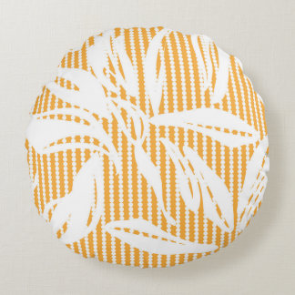 Coussins Ronds Orange Floral sans couture motif avec backgr rayé