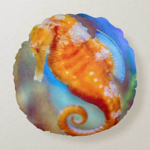 Coussins Ronds Orange Seahorse délice
