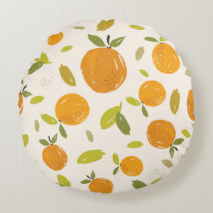Coussins Ronds Oranges peintes à la main fruit sans couture desig
