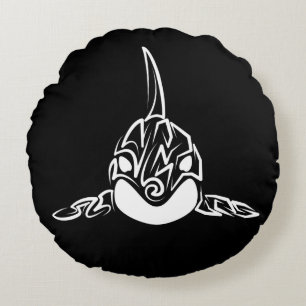 Coussins Ronds Orca tribale noire et blanche