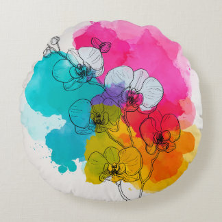Coussins Ronds Orchidée colorée Flore Lombaire Rond
