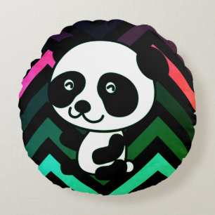 Coussins Ronds Oreiller à lancer d'ours Chevron noir et vert