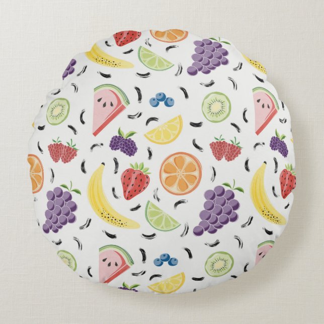 Coussins Ronds Oreiller à lancer Motif de fruits (Devant)