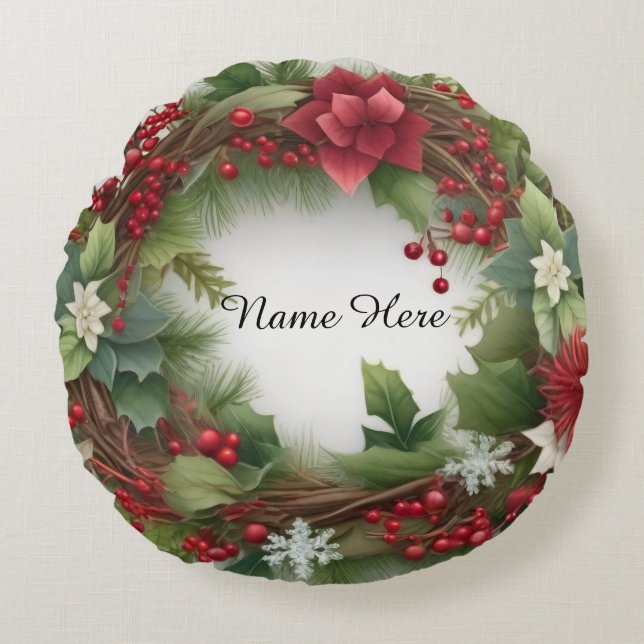 Coussins Ronds Oreiller à lancer Poinsettia ronde (Devant)