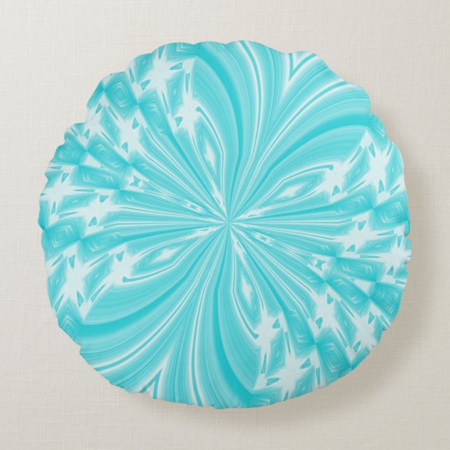 Coussins Ronds Oreiller à lancer rond à papillon Abstrait Aqua (Devant)