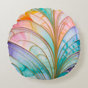 Coussins Ronds Oreiller à lancer rond Art déco coloré