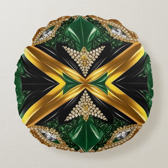 Coussins Ronds Oreiller à lancer rond avec couleurs jamaïcaines (Devant)