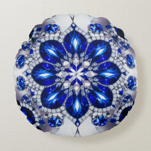 Coussins Ronds Oreiller à lancer rond avec des couleurs Bleues Bl