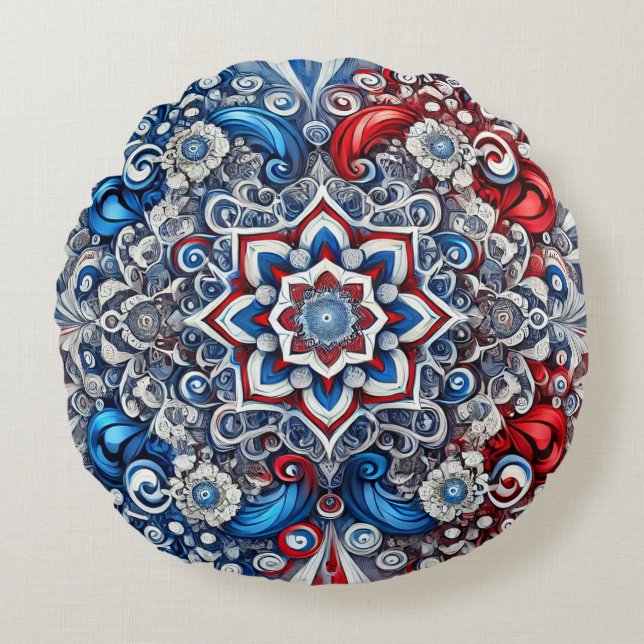 Coussins Ronds Oreiller à lancer rond Couleurs françaises Design (Devant)