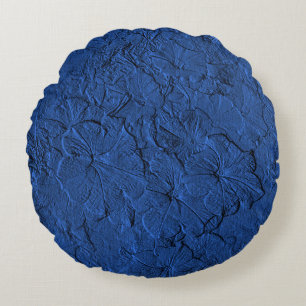 Coussins Ronds Oreiller à lancer rond Pétunias Bleu sculpté
