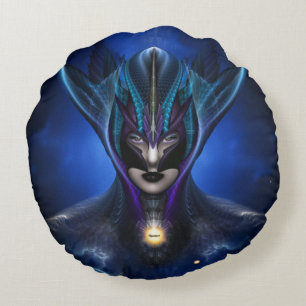 Coussins Ronds Oreiller à lancer rond Taïdushan Sai Ombre bleu