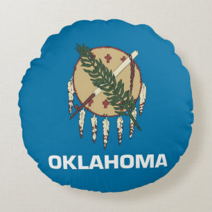 Coussins Ronds Oreiller à lancer ronde avec drapeau de l'Oklahoma