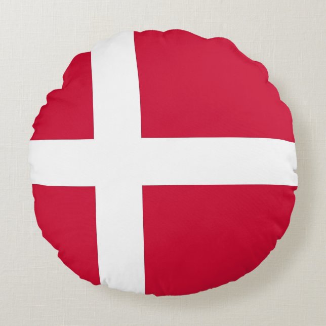 Coussins Ronds Oreiller à lancer ronde avec drapeau du Danemark (Devant)