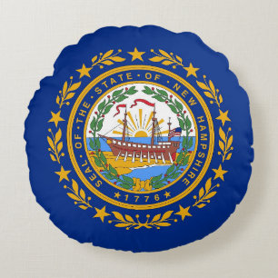 Coussins Ronds Oreiller à lancer ronde avec drapeau du New Hampsh