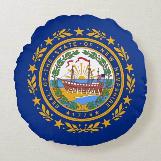 Coussins Ronds Oreiller à lancer ronde avec drapeau du New Hampsh (Devant)