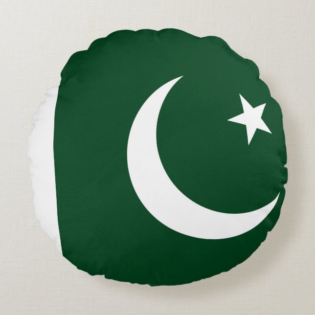 Coussins Ronds Oreiller à lancer ronde avec drapeau du Pakistan (Devant)