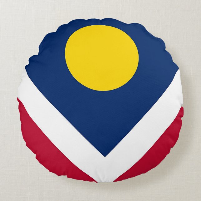 Coussins Ronds Oreiller à lancer ronde avec le drapeau de Denver, (Devant)