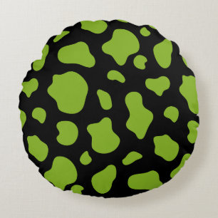 Coussins Ronds Oreiller décoratif à motif vache vert et noir