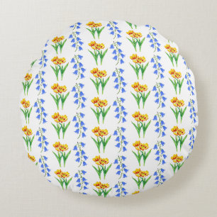 Coussins Ronds Oreiller décoratif aux Jacinthes et Tulipes Jaunes