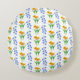 Coussins Ronds Oreiller décoratif aux Jacinthes et Tulipes Jaunes