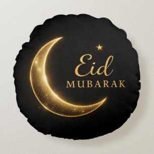 Coussins Ronds Oreiller décoratif Black & Gold Eid Mubarak – Rama