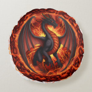Coussins Ronds Oreiller Dragon rouge blanc