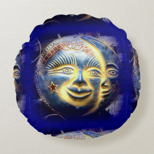 Coussins Ronds oreiller face soleil/ face lune