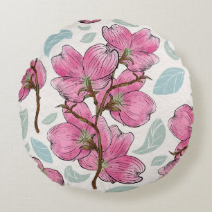 Coussins Ronds Oreiller fleur d'orchidée rose