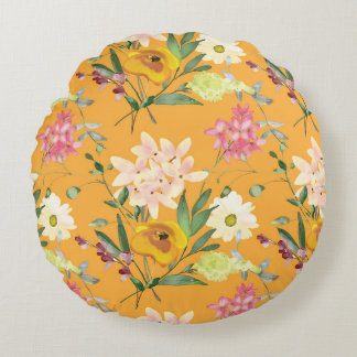 Coussins Ronds Oreiller jeté floral aquarelle joyeux