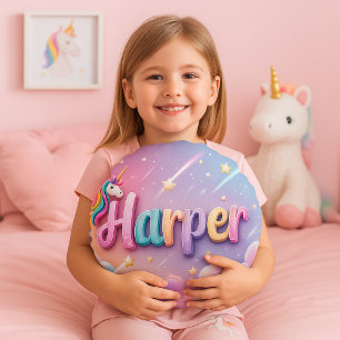 Coussins Ronds Oreiller personnalisé Licorne Pastel