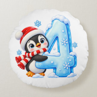 Coussins Ronds Oreiller pingouin de Noël mignon numéro 4