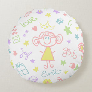 Coussins Ronds Oreiller poupée pour bébé fille, Pastel