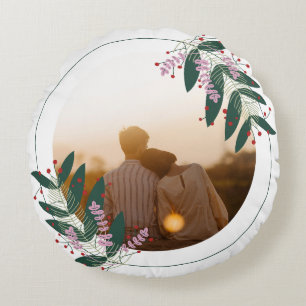 Coussins Ronds Oreiller rond à couronne florale pour couple roman