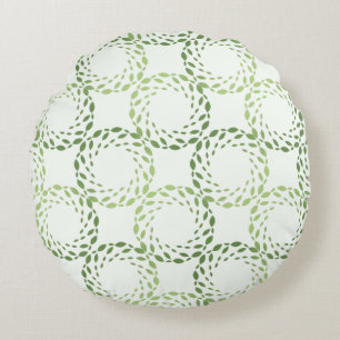 Coussins Ronds Oreiller rond à motif circulaire de feuilles verte