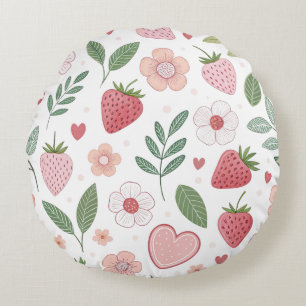 Coussins Ronds Oreiller rond à motif de fraise mignon