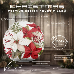 Coussins Ronds Oreiller Rond à Motif Festif de Noël