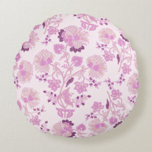 Coussins Ronds Oreiller Rond à Motif Floral Violet et Rose Vintag