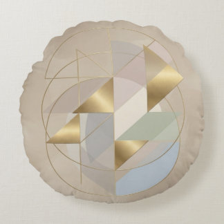 Coussins Ronds Oreiller rond abstrait avec accent doré | Décorati