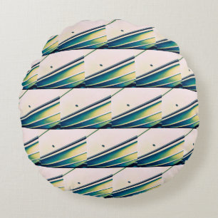 Coussins Ronds Oreiller rond abstrait motif bateau en bleu