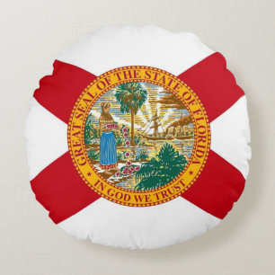 Coussins Ronds Oreiller rond avec drapeau de Floride, États-Unis