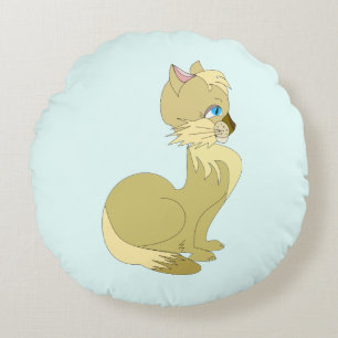 Coussins Ronds Oreiller rond chat jaune