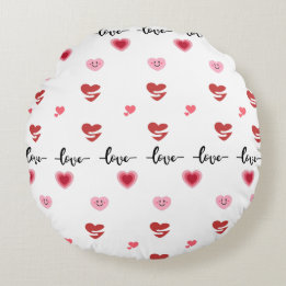 Coussins Ronds Oreiller rond de la Saint-Valentin avec texte d'am