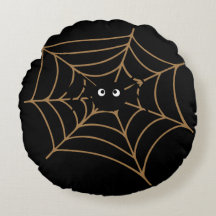 Oreiller rond de l'araignée noire amusant (16 po)