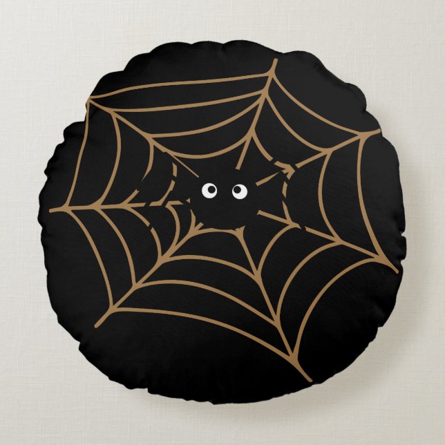 Coussins Ronds Oreiller rond de l'araignée noire amusant (16 po) (Devant)