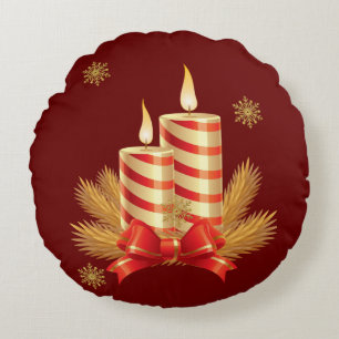 Coussins Ronds Oreiller rond de Noël, Bougie de Noël