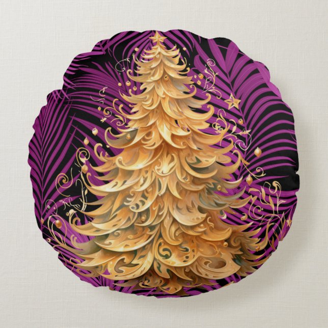 Coussins Ronds Oreiller rond de Noël Tropical (Devant)